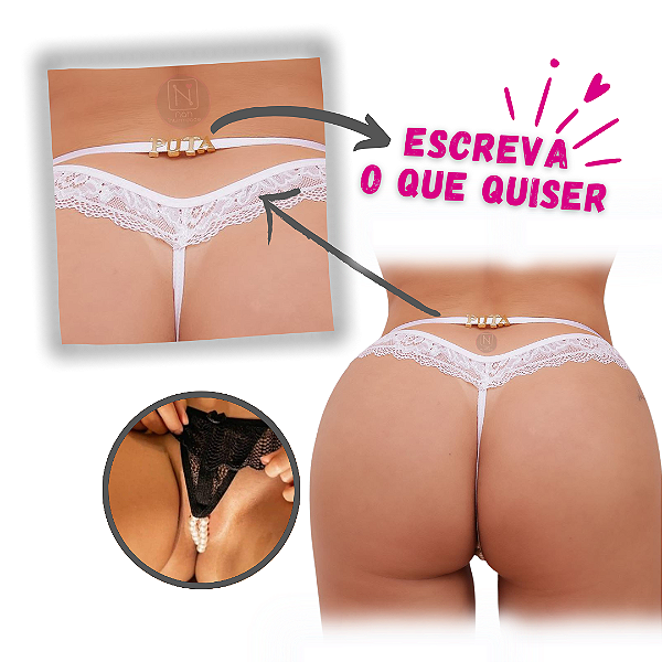 Calcinha Tailandesa Personalizável - Tamanho Único - Branca - Letras Vendidas Separadamente