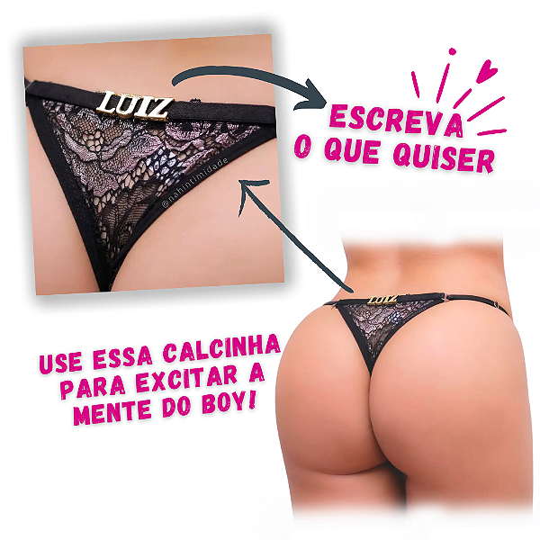 Calcinha de Renda Personalizável - Tamanho Único - Letras Vendidas Separadamente