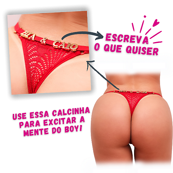 Calcinha de Renda Personalizável - Tamanho Único - Letras Vendidas Separadamente