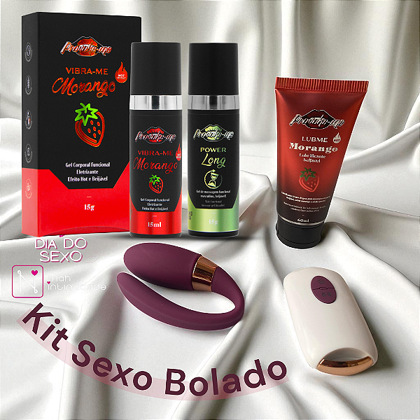Kit Especial 6/9 - Vibrador de Casal + Lubme Morango + Retardante + Vibra-me Morango