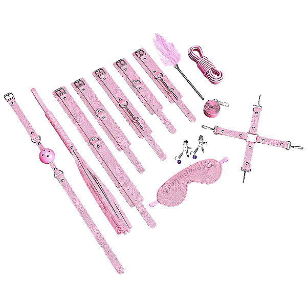 Kit Sado Erótico com 10 Peças - Rosa