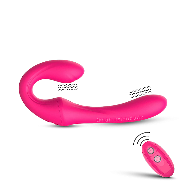 Vibrador Duplo Strapless (Sem Cinta) Para Casal com Controle Remoto - Recarregável - Pink