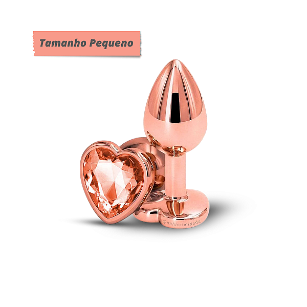 Plug Anal de Metal Rosê Pequeno com Joia Laranja