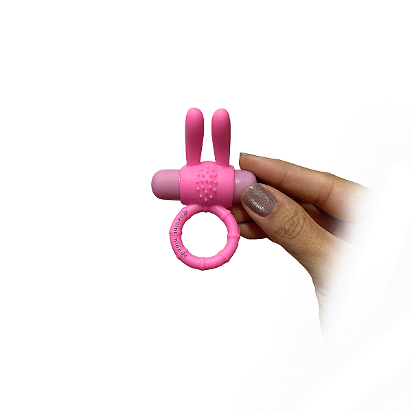 Anel Peniano Coelhinho Turbo com 10 Vibrações - Rosa