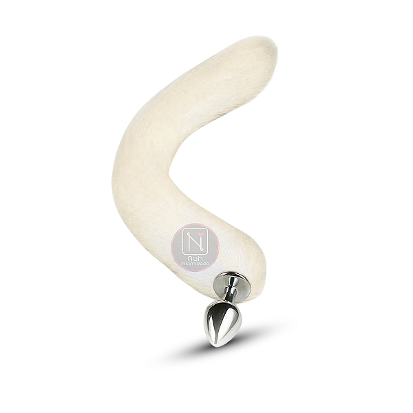 Plug Anal de Metal Pequeno com Rabo de Gato - Branco