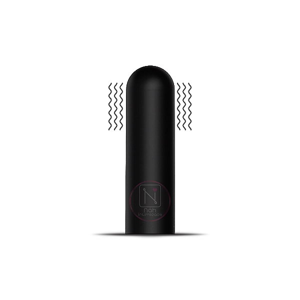 Vibrador Bullet Silicone Aveludado com 10 Vibrações - Recarregável - Preto