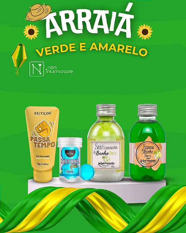ARRAIÁ VERDE E AMARELO - KIT BANHO DEMORADO