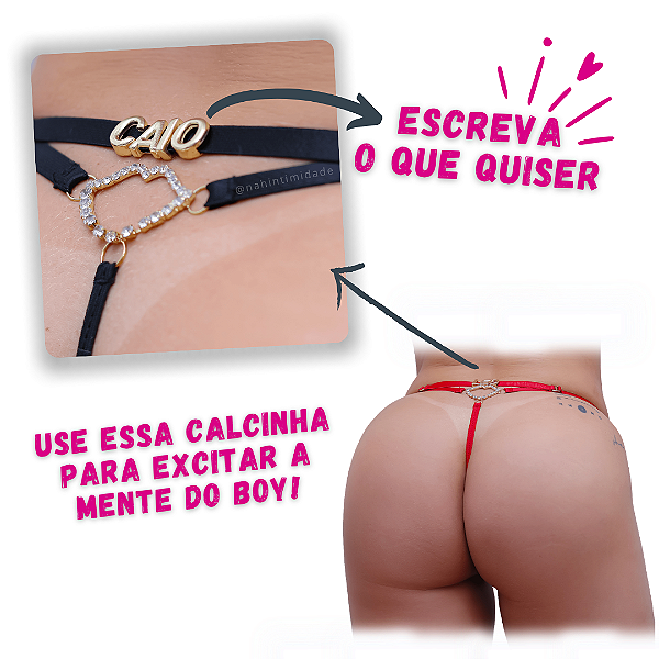 Calcinha Fio Dental Personalizável com Strass Paixão