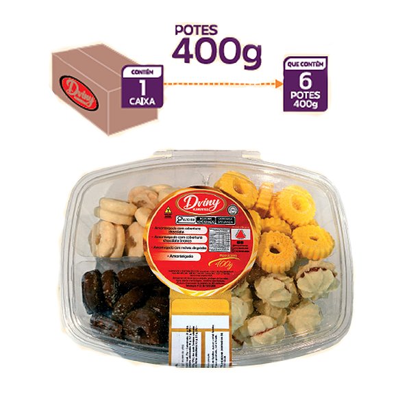 Caixa Quadruplo  6 Biscoitos Amanteigados Tradicional 400g - Dviny