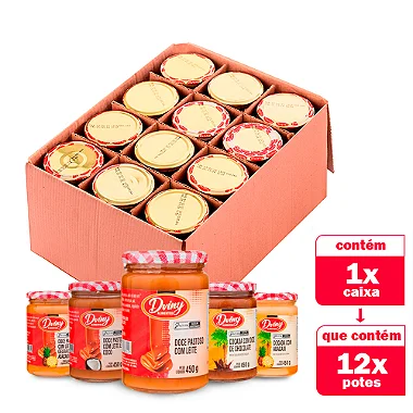 Caixa C/ 12 Potes Doce Pastoso e Cocada 450g - Dviny