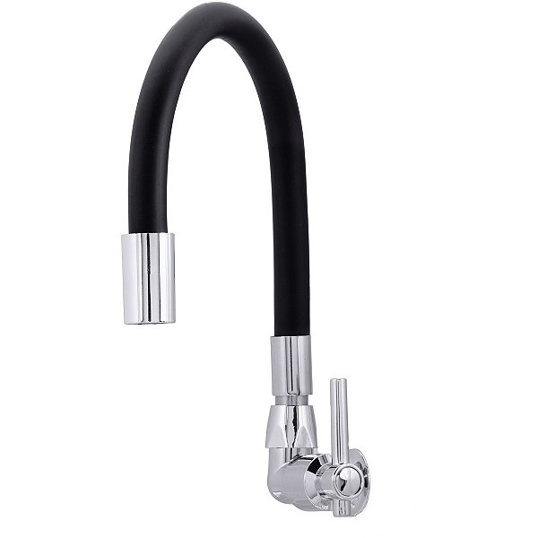 Torneira De Cozinha Flexível Parede Preta 1/4 De Volta