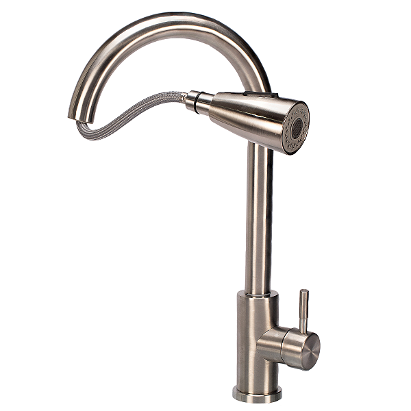 Torneira Para Cozinha Gourmet Aço Escovado Inox 2 Jatos 1/4