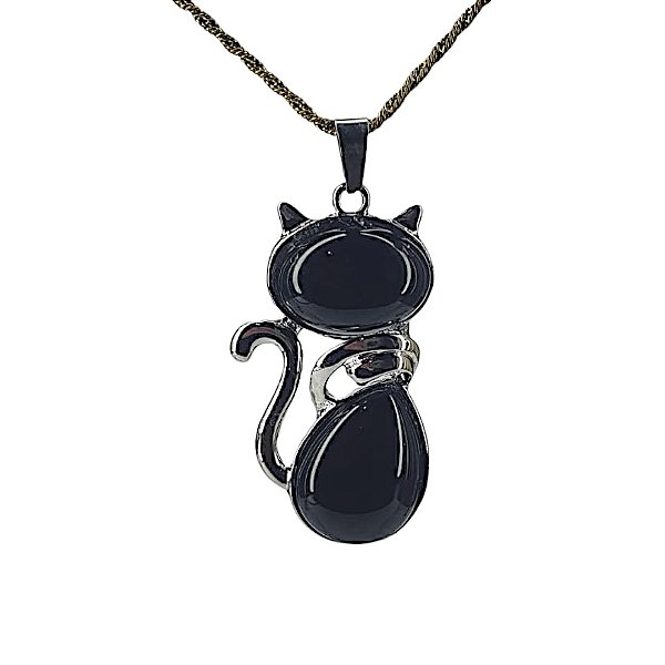 Pingente Gatinho Obsidiana
