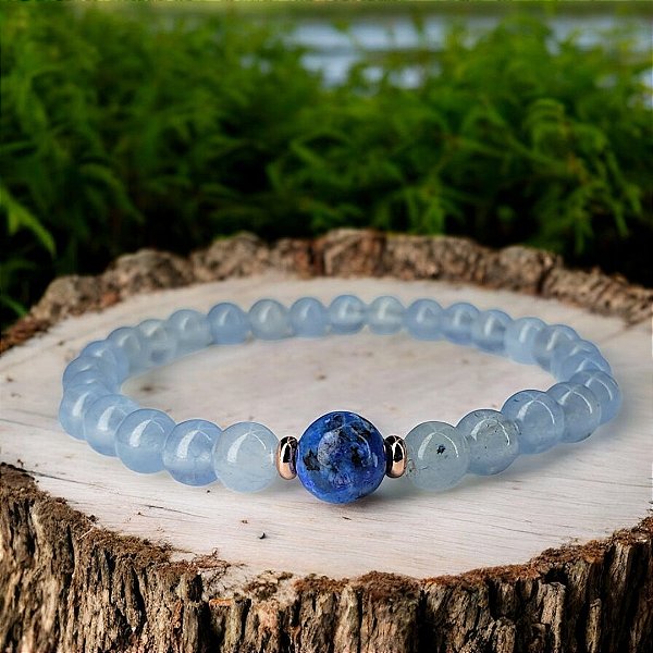 Pulseira Serenite – O Equilíbrio da Angelita e a Sabedoria do Lápis Lazuli