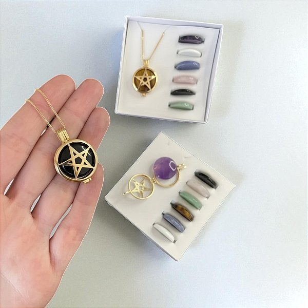 Relicário Pentagrama 7 Chakras