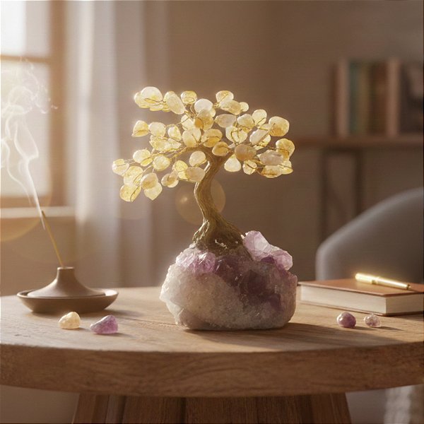 Árvore de Citrino com Base Amestista