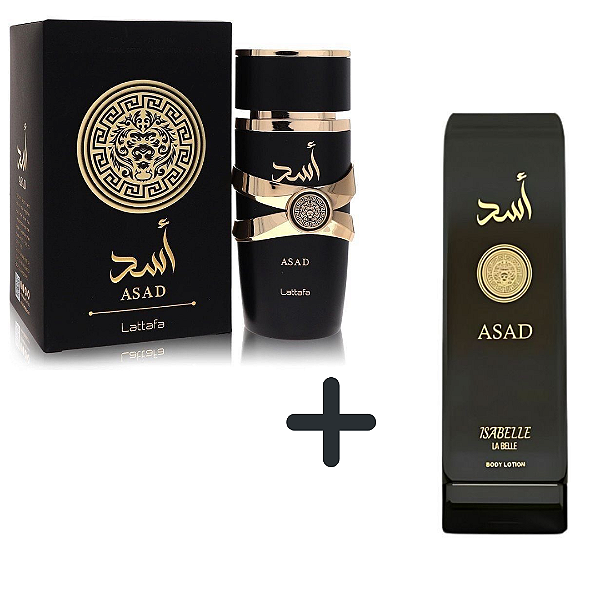 Kit Asad : Perfume Árabe 100 ml Eau de Parfum + Hidratante Corporal Isabelle la Belle 200g