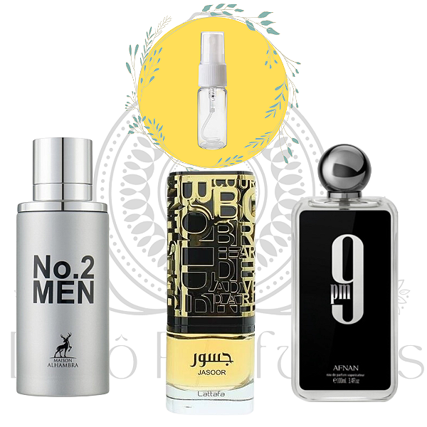Combo Moderno : 5 ml No 2 Men + 5 ml Jasoor + 5 ml 9 Pm - Masculino