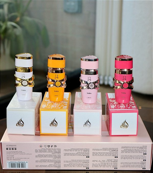 Yara Collection Lattafa 4 Miniaturas de 5 ml Perfume Árabe Feminino