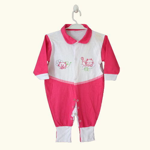 Macacão algodão Pink e Branco