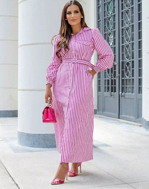 VESTIDO SENSAÇÃO CHEMISE LONGUETE PINK