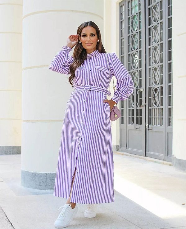 VESTIDO SENSAÇÃO CHEMISE LONGUETE LILÁS