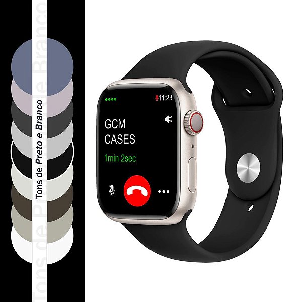 Pulseira Sport Apple Watch em Silicone Premium Tons de Preto e Branco