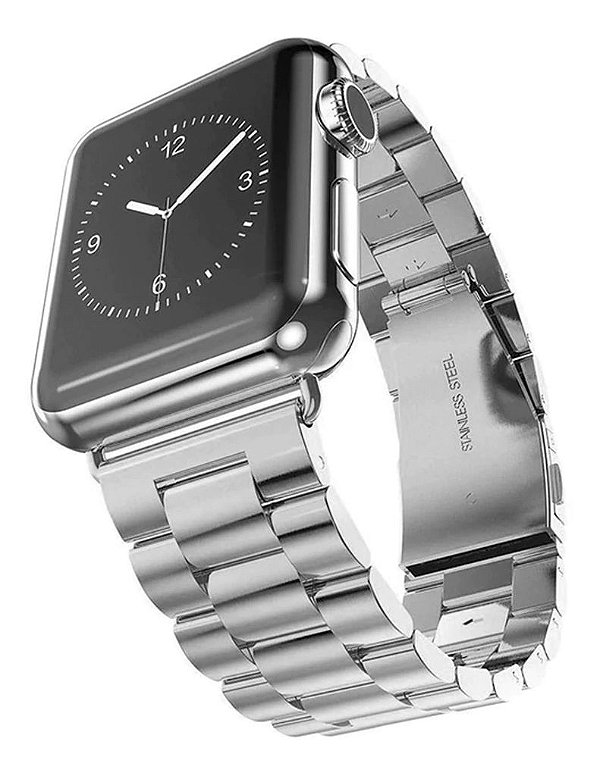 Pulseira Aço Inoxidável para Apple Watch com Fecho deployant