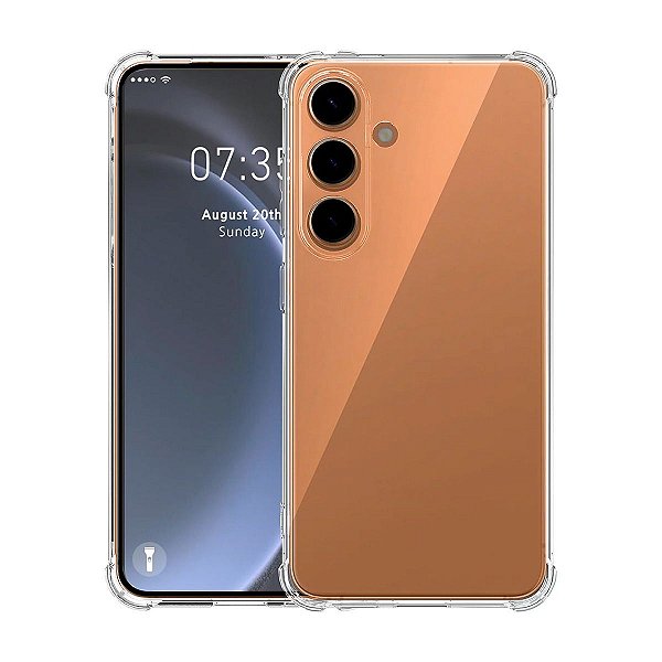 Capinha Galaxy S24 em Silicone Transparente com Proteção de Câmera