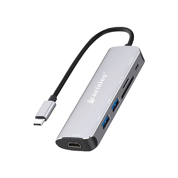 Hub Cabo Tipo C 6 Portas USB HD HDMI 4K Extensor