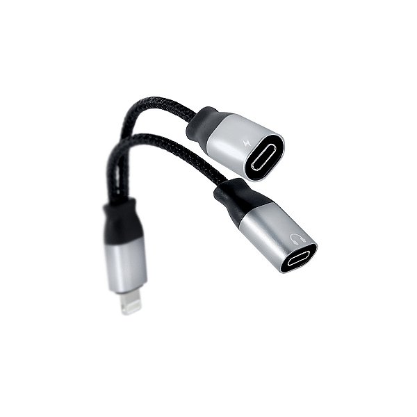 Cabo Adaptador Lightning para Lightning + Lightning Conector Simultâneo de Fones e Carregador