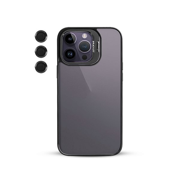 Capinha iPhone 14 Pro Max Acrílico com Suporte e Protetor De Lente