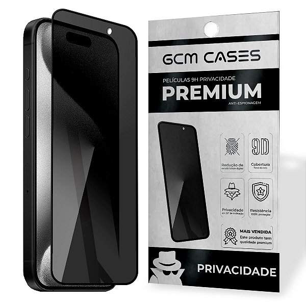 Película 3D Compatível com iPhone 16 Pro Max Privacidade 9H
