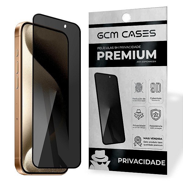 Película 3D Compatível com iPhone 16 Pro Privacidade 9H Spy