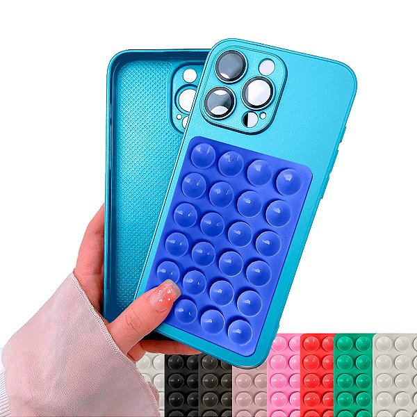 Suporte Ventosa Para Celular Silicone Colorido Fita Adesiva