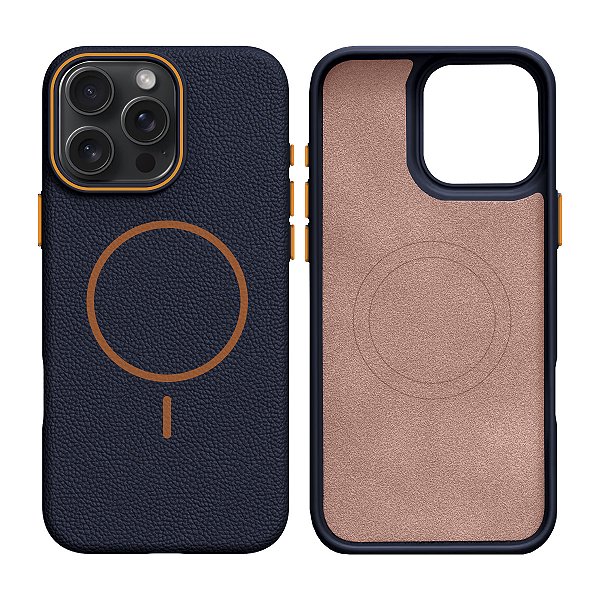 Capinha silicone textura de couro para iPhone 15 Pro