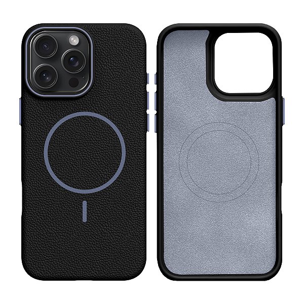 Capinha silicone textura de couro para iPhone 15 Pro Max