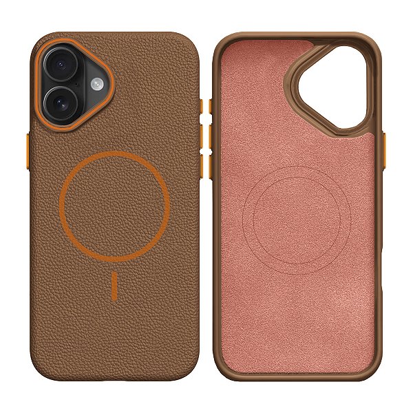 Capinha silicone textura de couro para iPhone 16