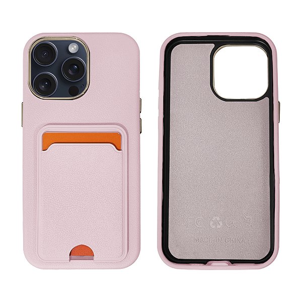 Capinha Textura Couro Porta Cartão para iPhone 15 Pro Max