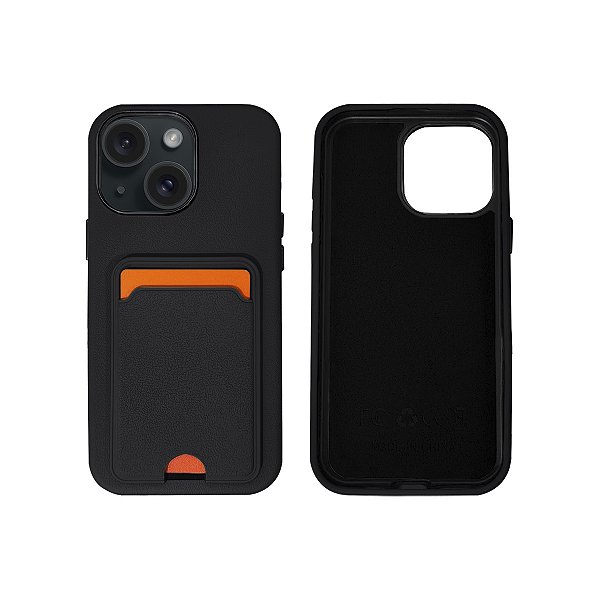 Capinha Textura Couro Porta Cartão para iPhone 15 Premium