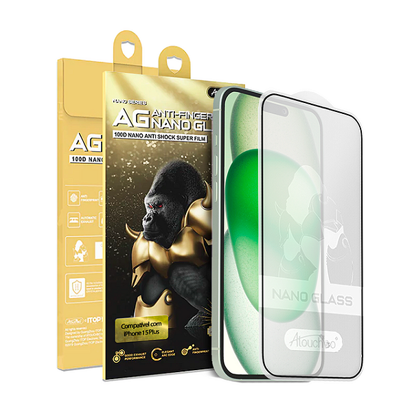 Pelicula para iPhone 15 Plus Atouchbo Zeus Series Nano Fosca