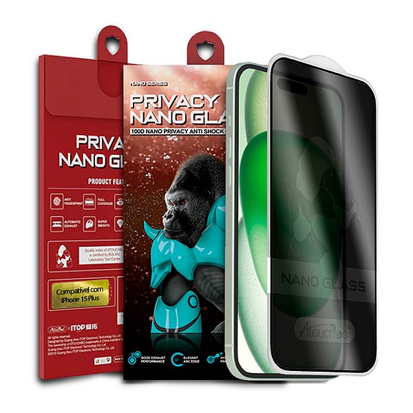 Pelicula para iPhone 15 Plus Atouchbo Nano Privacidade