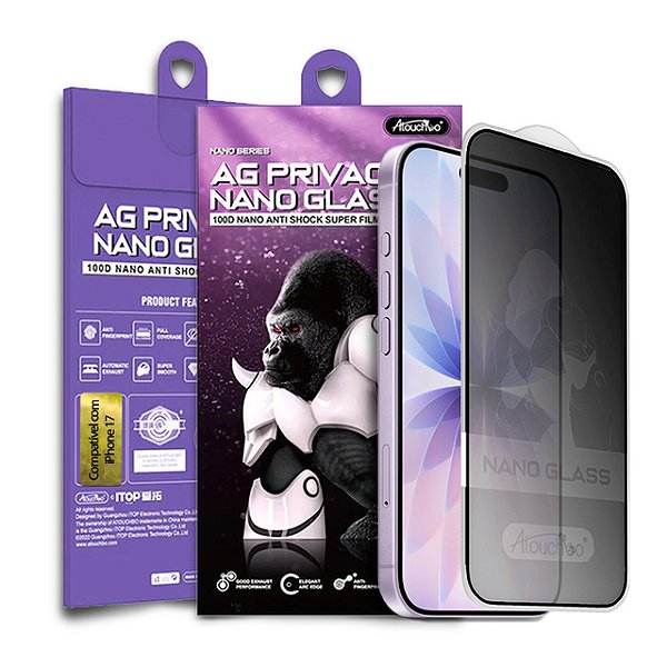 Pelicula para iPhone 17 Atouchbo Nano Series Priva Fosca