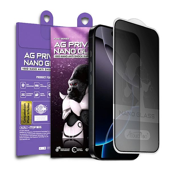 Pelicula para iPhone 16 Pro Max Atouchbo Nano Priva Fosca