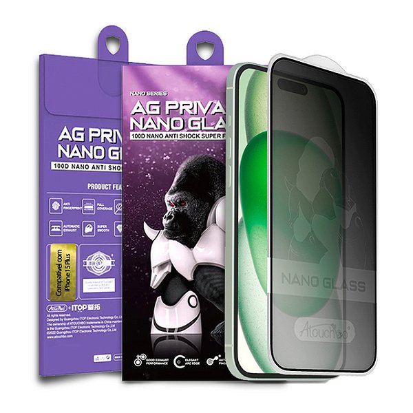 Pelicula para iPhone 15 Plus Atouchbo Nano Priva Fosca