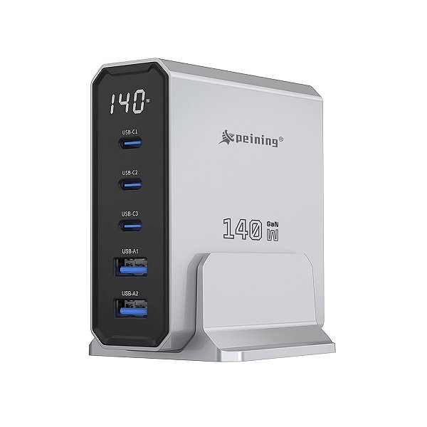 Carregador GaN 140W Turbo com Display Inteligente Peining