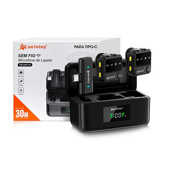 Microfone de Lapela Sem Fio PEI-MKF10 Peining