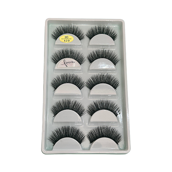 Caixa com 5 Pares de Cilios Postiços 3D X29