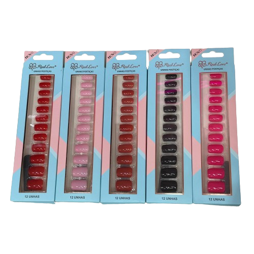 Unhas Postiças Auto Colante 12un - REAL LOVE