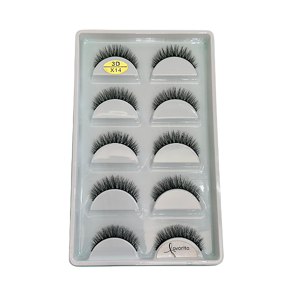Caixa com 5 Pares de Cilios Postiços 3D X14